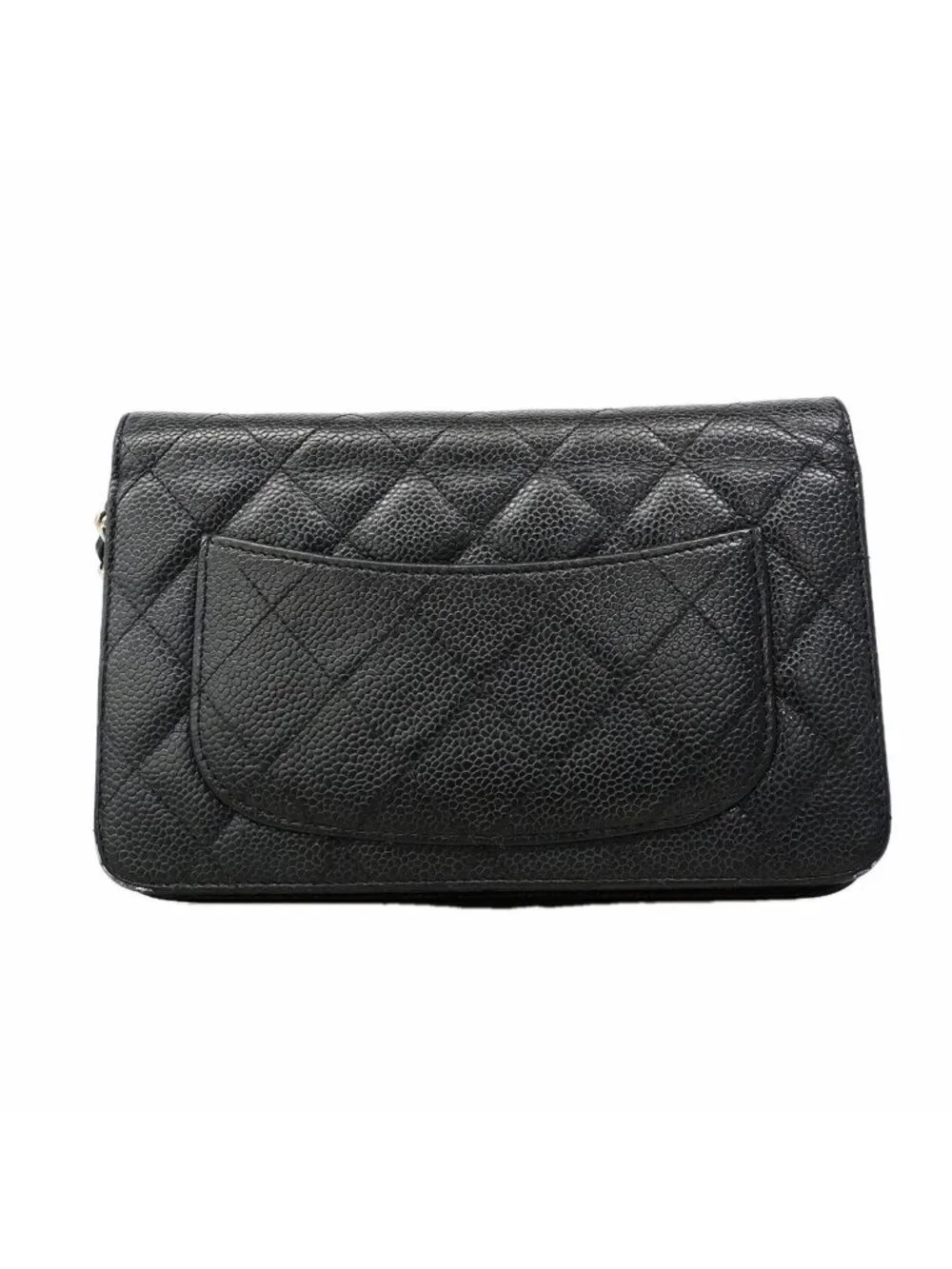 Chanel Wallet on Chain Quilted Caviar Leather Black Gold Shoulder Bag
